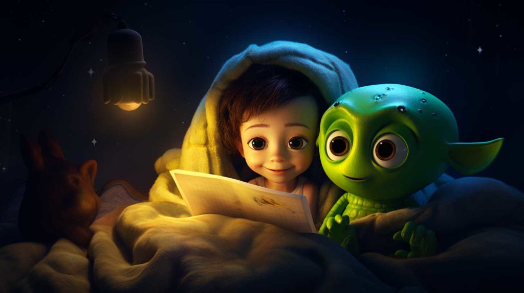 Gutenachtgeschichte zum Vorlesen über Aliens für Kinder im Alter von 6 bis 9 Jahren